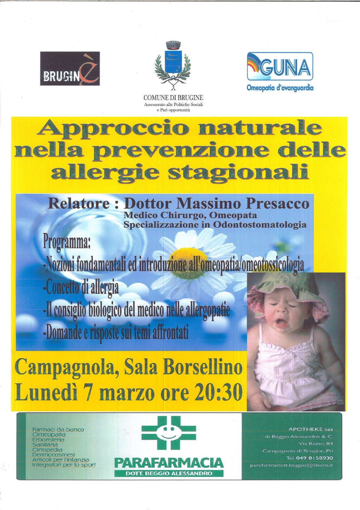 Locandina Incontro Prevenzione allergie 